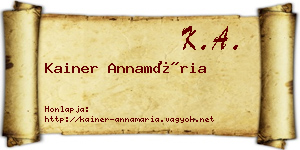 Kainer Annamária névjegykártya